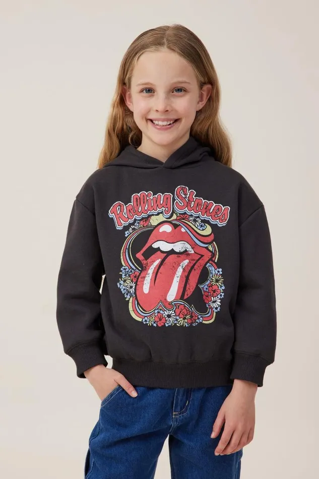 Girls 214 Sweatshirts and Sweatpants Cotton On License Emerson Hoodie Lcn Bra Rolling Stones Flowersphantom Wash