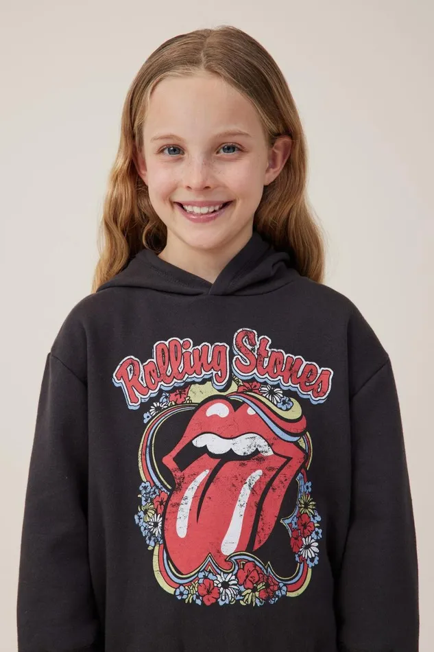Girls 214 Sweatshirts and Sweatpants Cotton On License Emerson Hoodie Lcn Bra Rolling Stones Flowersphantom Wash