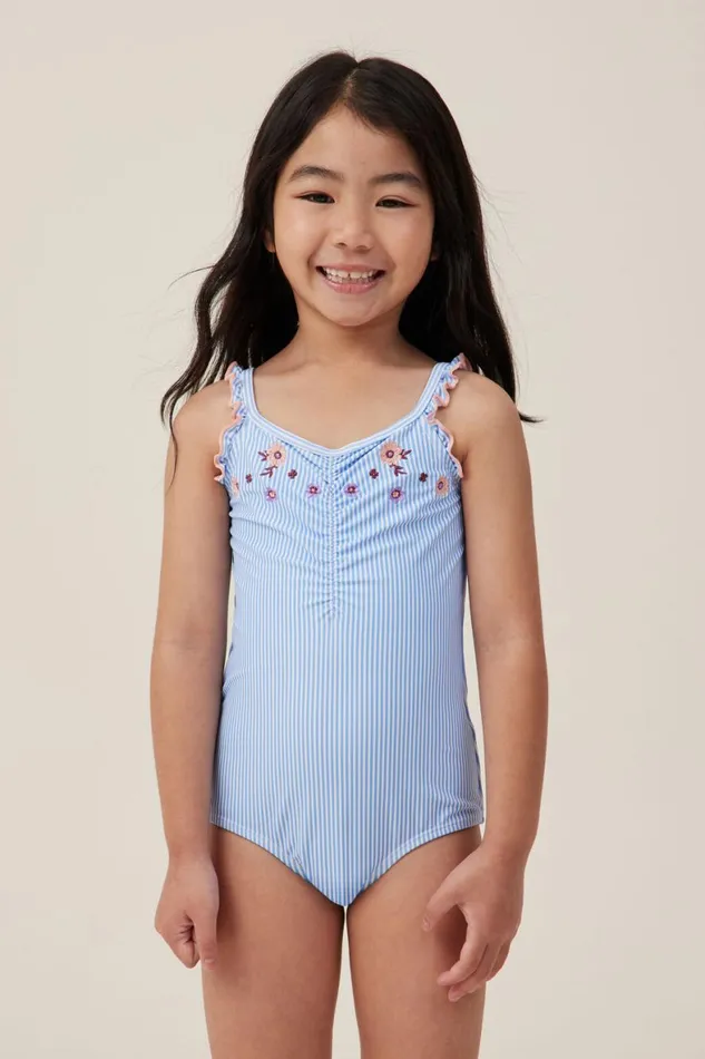 Girls 214 Swimwear Cotton On Arabella One Piece Dusk Bluebirdie Stripe