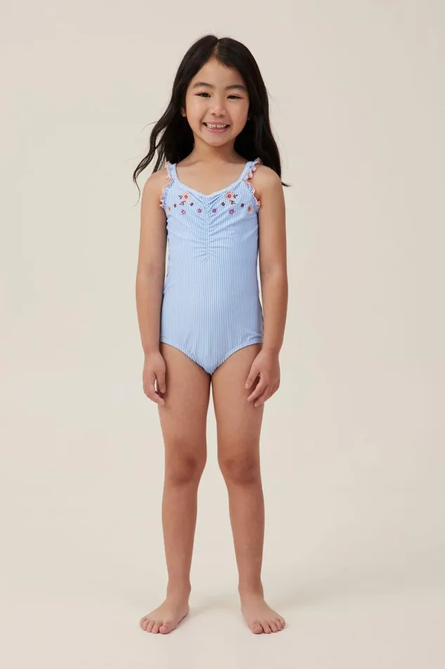 Girls 214 Swimwear Cotton On Arabella One Piece Dusk Bluebirdie Stripe