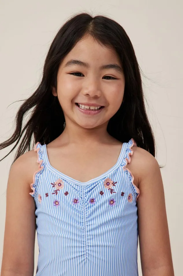 Girls 214 Swimwear Cotton On Arabella One Piece Dusk Bluebirdie Stripe