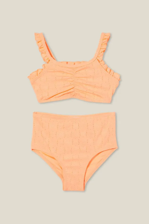 Girls 214 Swimwear Cotton On Jasmina Bikini Tropical Orange Broderie