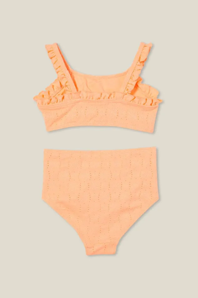 Girls 214 Swimwear Cotton On Jasmina Bikini Tropical Orange Broderie