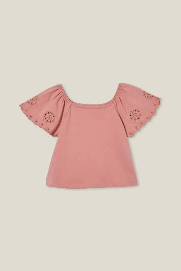 Girls 214 Tops and TShirts Cotton On Ava Short Sleeve Top Clay Pigeon