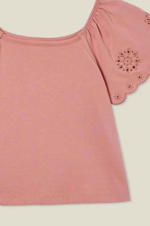 Girls 214 Tops and TShirts Cotton On Ava Short Sleeve Top Clay Pigeon