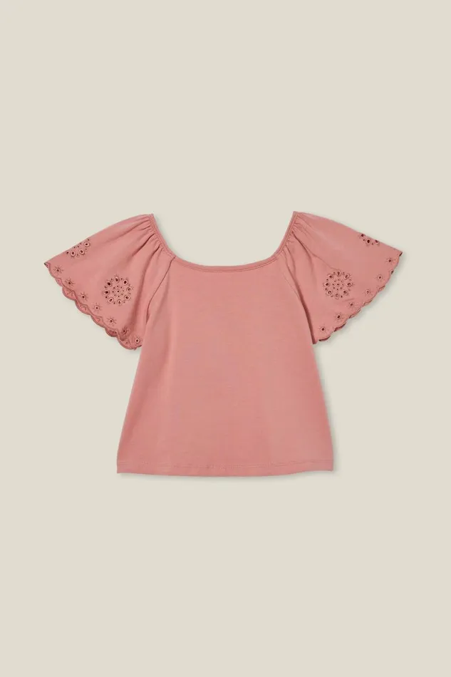 Girls 214 Tops and TShirts Cotton On Ava Short Sleeve Top Clay Pigeon