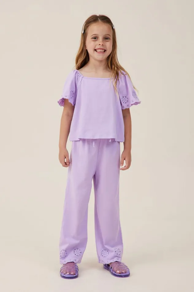 Girls 214 Tops and TShirts Cotton On Ava Short Sleeve Top Lilac Drop