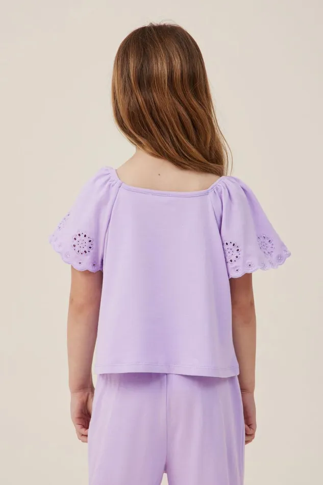 Girls 214 Tops and TShirts Cotton On Ava Short Sleeve Top Lilac Drop