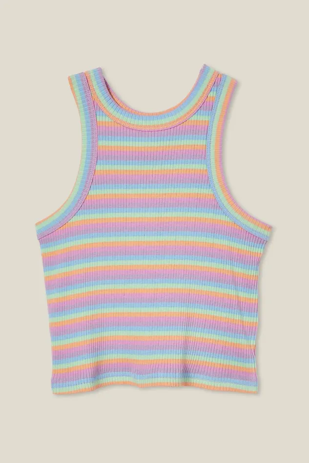 Girls 214 Tops and TShirts Cotton On Eleanor Tank Rainbow Stripe Rib