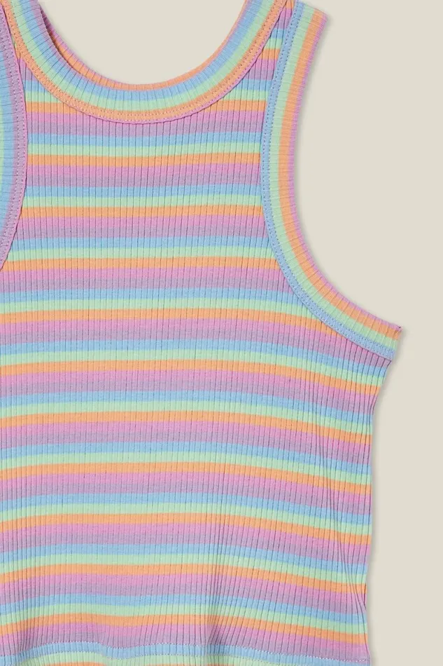 Girls 214 Tops and TShirts Cotton On Eleanor Tank Rainbow Stripe Rib