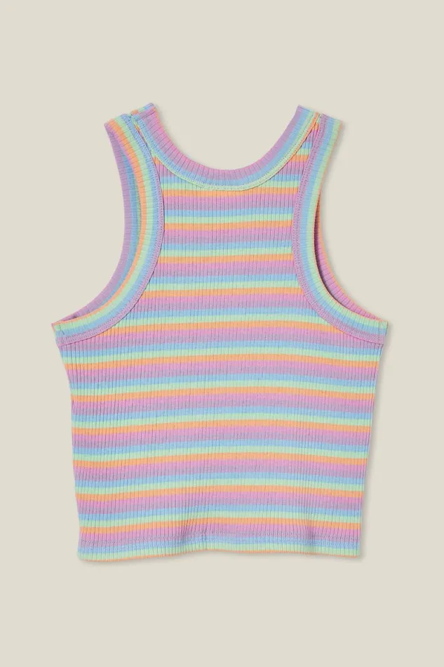 Girls 214 Tops and TShirts Cotton On Eleanor Tank Rainbow Stripe Rib