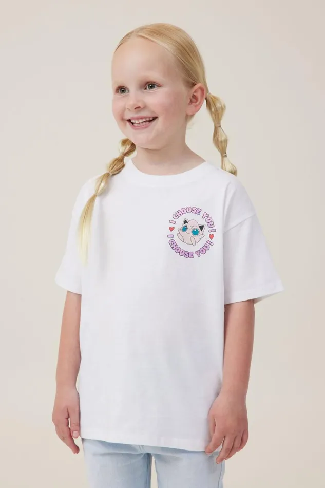 Girls 214 Tops and TShirts Cotton On License Drop Shoulder Short Sleeve Tee Lcn Pok Pokemon I Choose Youwhite