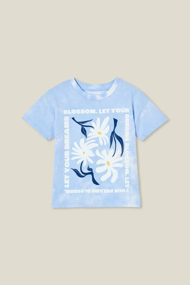 Girls 214 Tops and TShirts Cotton On Poppy Short Sleeve Print Tee Dusk Blue Tie Dyedreams Blossom