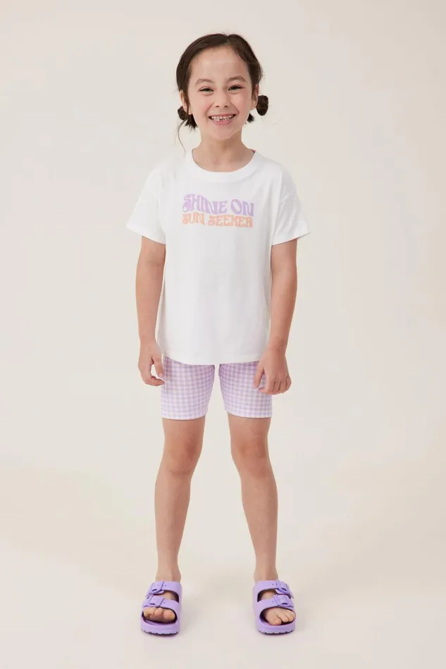 Girls 214 Tops and TShirts Cotton On Poppy Short Sleeve Print Tee Vanillashine On Sun Seeker