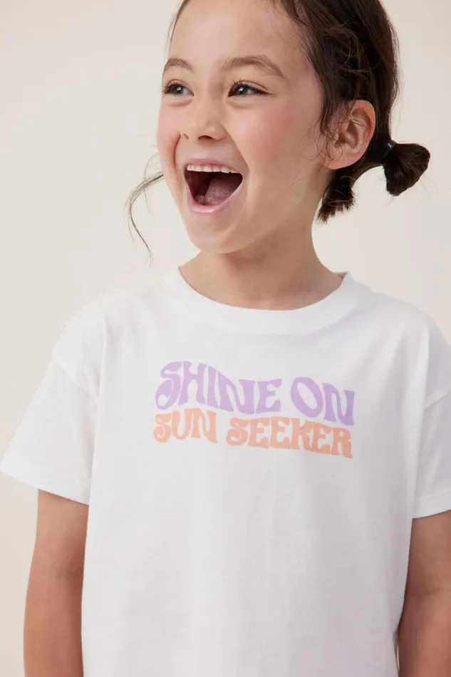 Girls 214 Tops and TShirts Cotton On Poppy Short Sleeve Print Tee Vanillashine On Sun Seeker