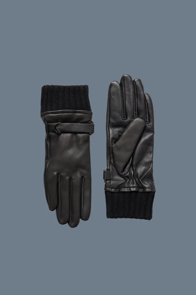 Gloves Women Mackage FIA RLeather Driving Glove With Knit Cuff Black