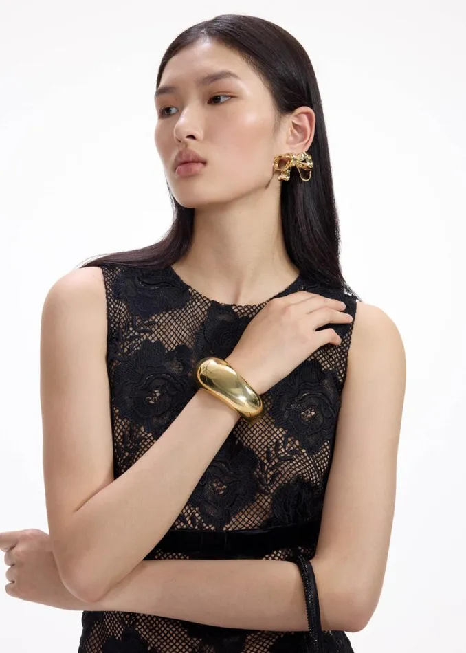 Gold Chunky Cuff Women Self Portrait Jewellery Gold Chunky Cuff Women Self Portrait Jewellery