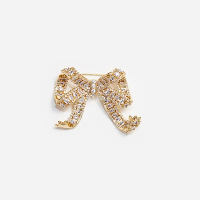 Gold Crystal Bow Brooch Women Self Portrait Jewellery