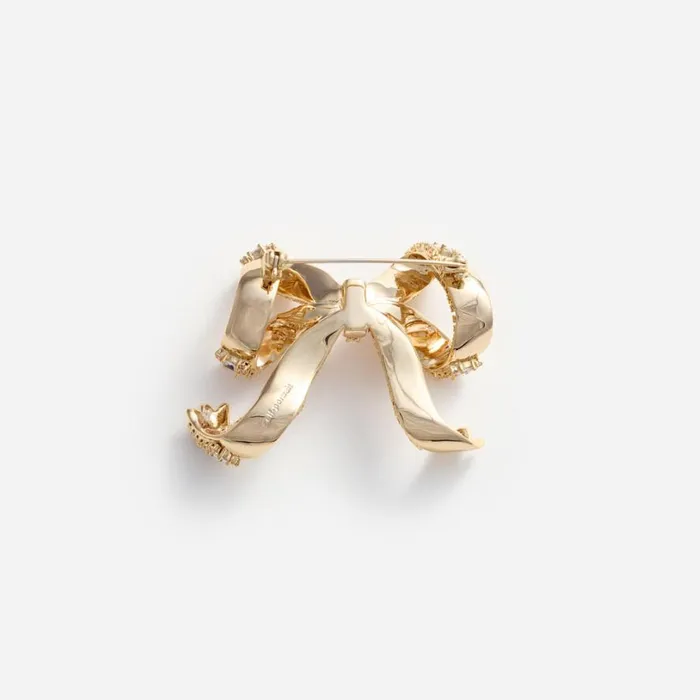 Gold Crystal Bow Brooch Women Self Portrait Jewellery