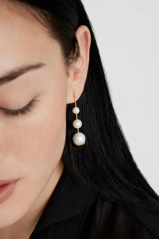 Gold Dipped Pearl Cascade Earrings Women Chan Luu Earrings