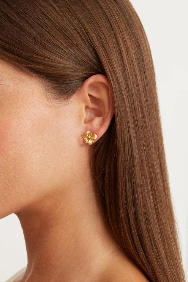 Gold Hibiscus Stud Earrings Women Chan Luu Earrings