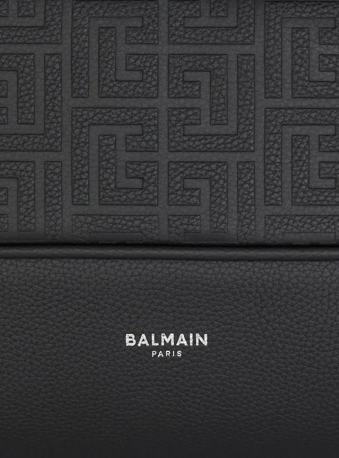 Grained Leather Backpack Black Men Balmain Bags And Backpacks