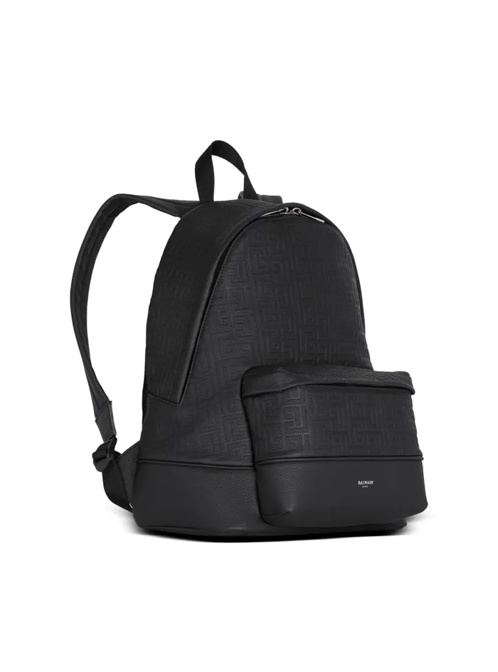Grained Leather Backpack Black Men Balmain Bags And Backpacks