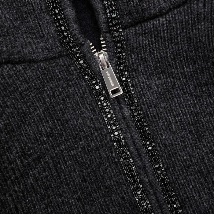 Grey Knit Cropped Hoodie Women Self Portrait Knitwear Grey Knit Cropped Hoodie Women Self Portrait Knitwear