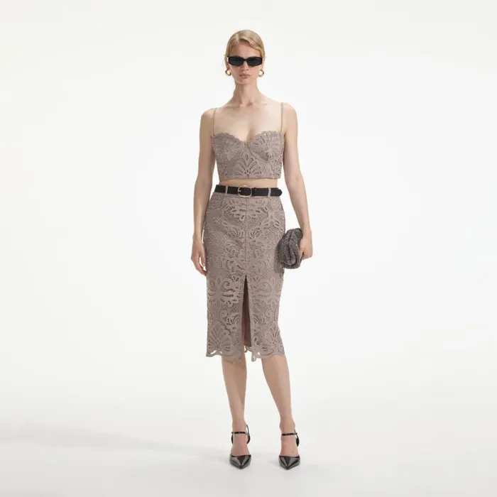 Guipure Lace Midi Skirt Women Self Portrait Bottoms