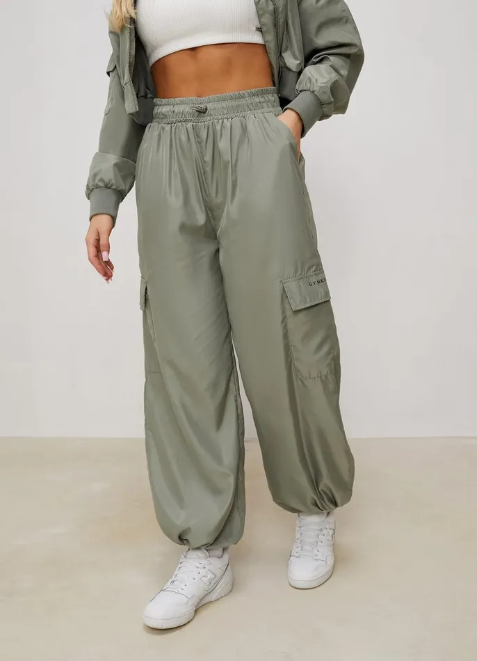Gym King Cargos Women Satin Cargo Pants 8211 Dusky Sage