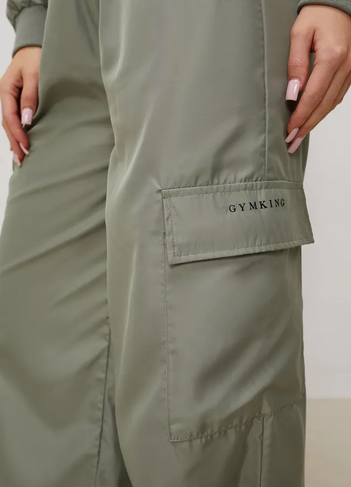 Gym King Cargos Women Satin Cargo Pants 8211 Dusky Sage