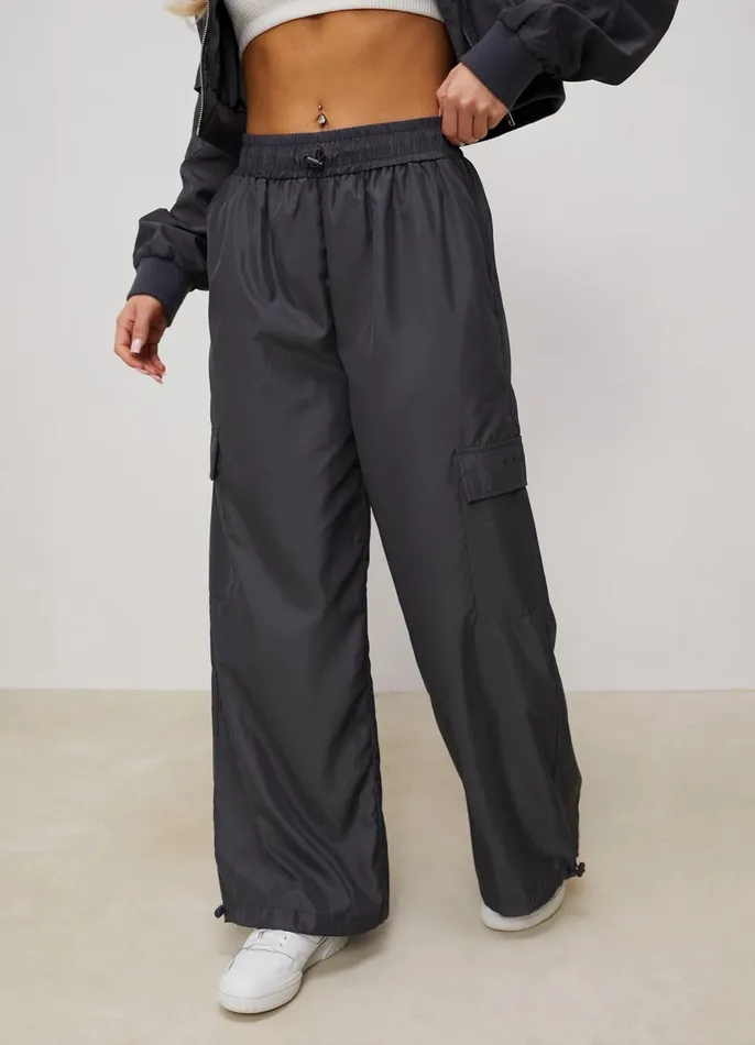 Gym King Cargos Women Satin Cargo Pants 8211 Graphite