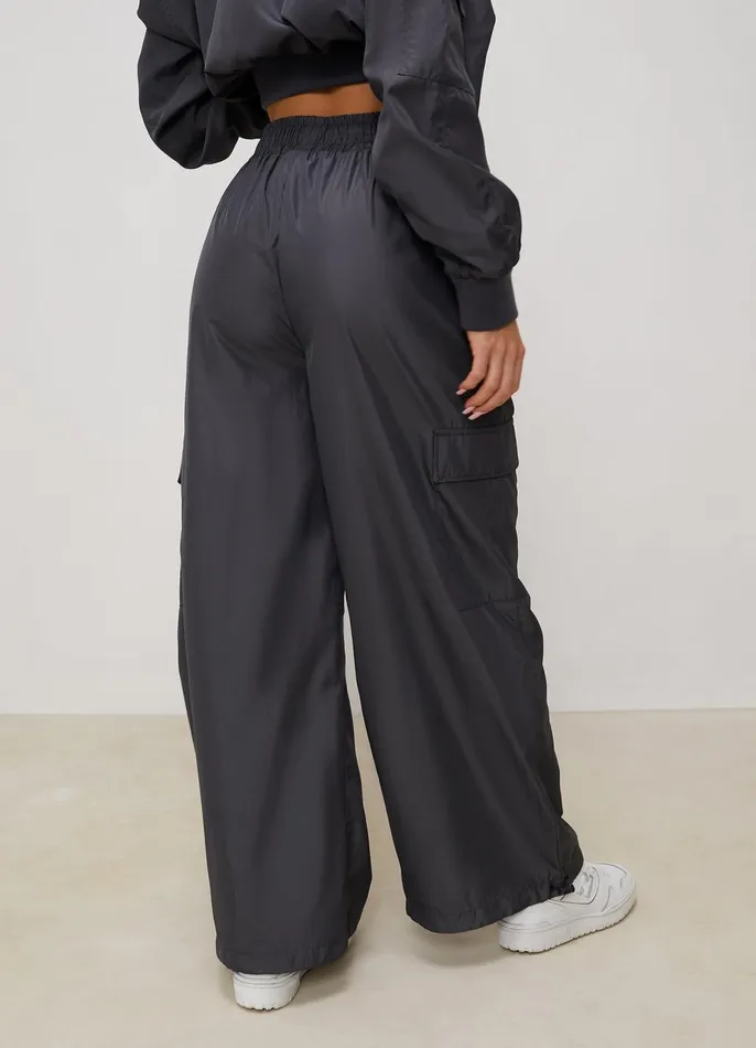 Gym King Cargos Women Satin Cargo Pants 8211 Graphite
