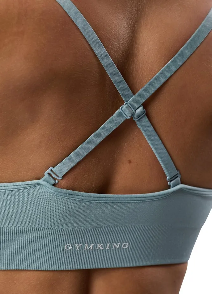 Gym King Gymwear Women Sculpt Seamless Scrunch Bra 8211 Stone Blue