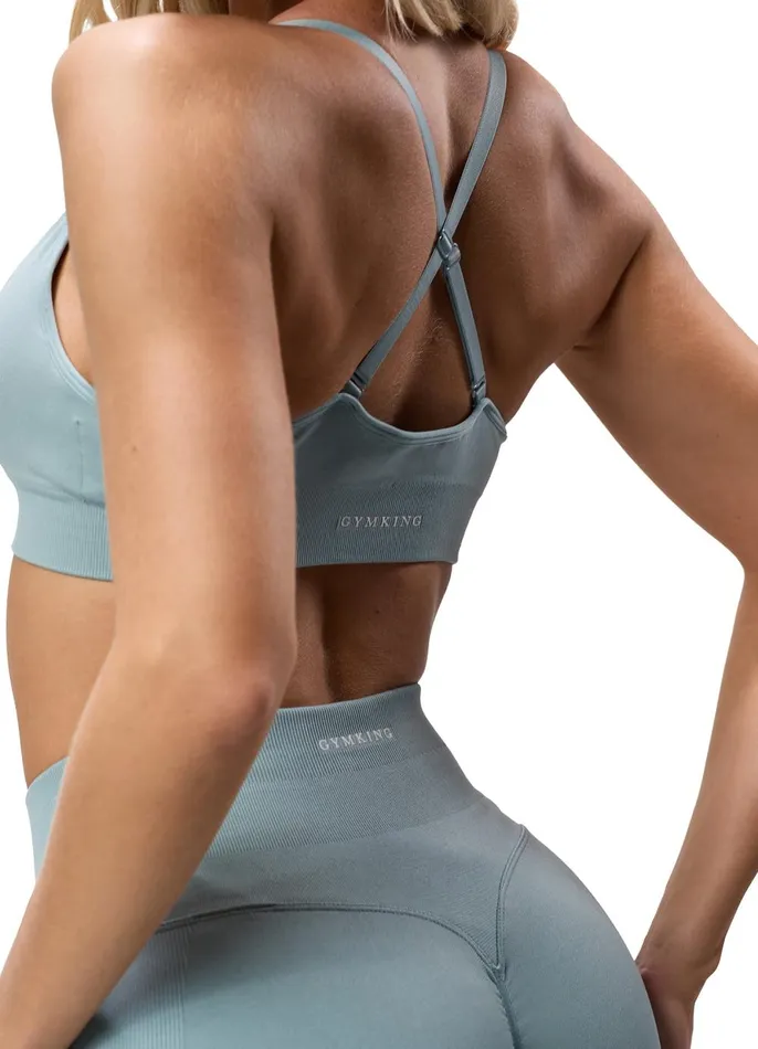 Gym King Gymwear Women Sculpt Seamless Scrunch Bra 8211 Stone Blue
