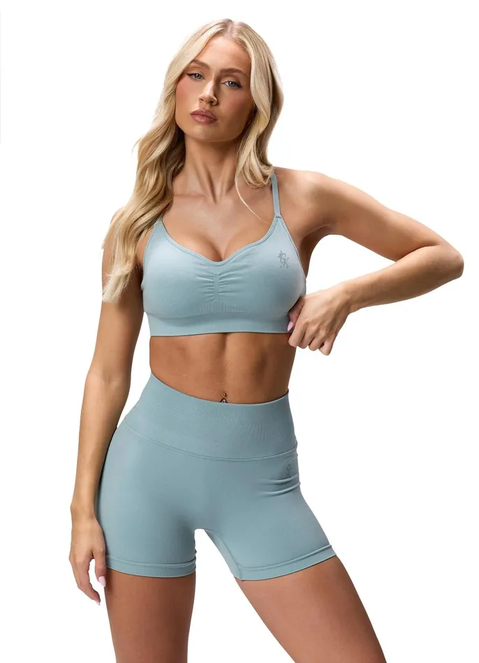 Gym King Gymwear Women Sculpt Seamless Scrunch Bra 8211 Stone Blue
