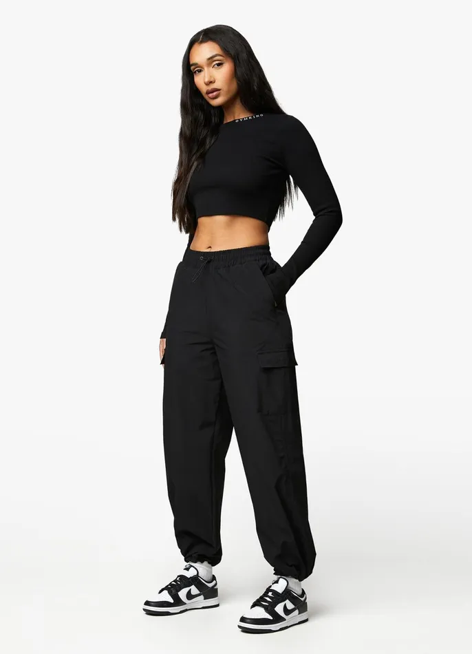 Gym King Joggers Women Utility Woven Cargo Pant 8211 Black