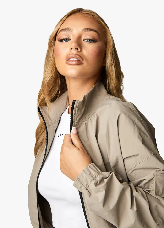 Gym King Outerwear Women Utility Woven Jacket 8211 Mocha
