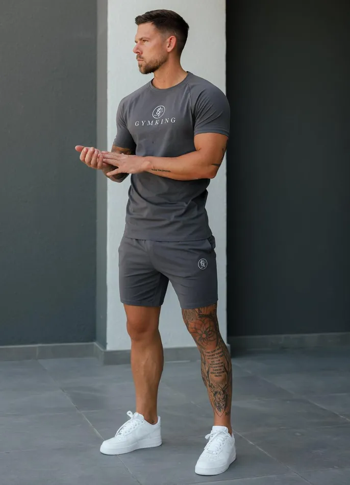Gym King Shorts Men Pro Logo Jersey Short 8211 Graphite
