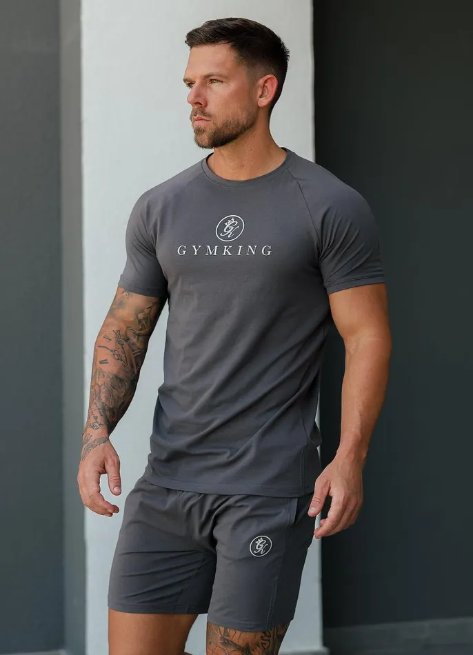 Gym King Shorts Men Pro Logo Jersey Short 8211 Graphite