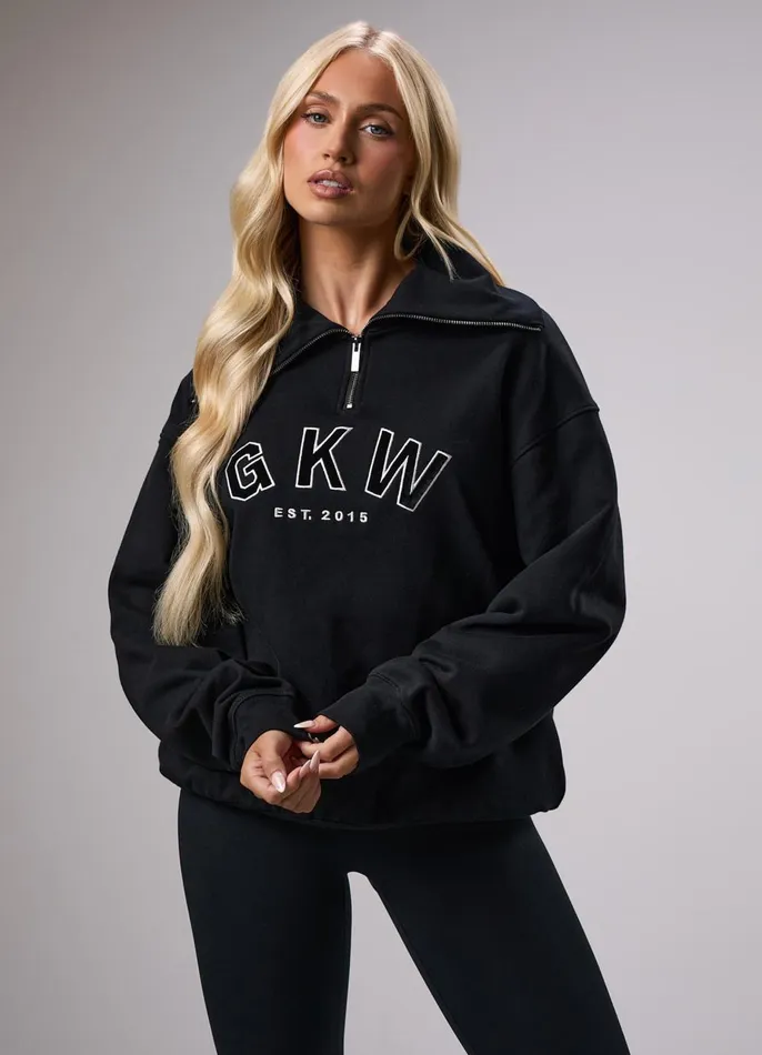Gym King Sweatshirts and Hoodies Women GKW Sports Luxe Rib Collar Funnel 8211 Black