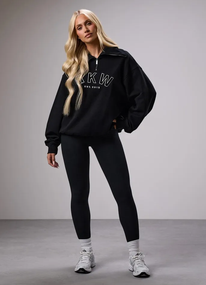 Gym King Sweatshirts and Hoodies Women GKW Sports Luxe Rib Collar Funnel 8211 Black