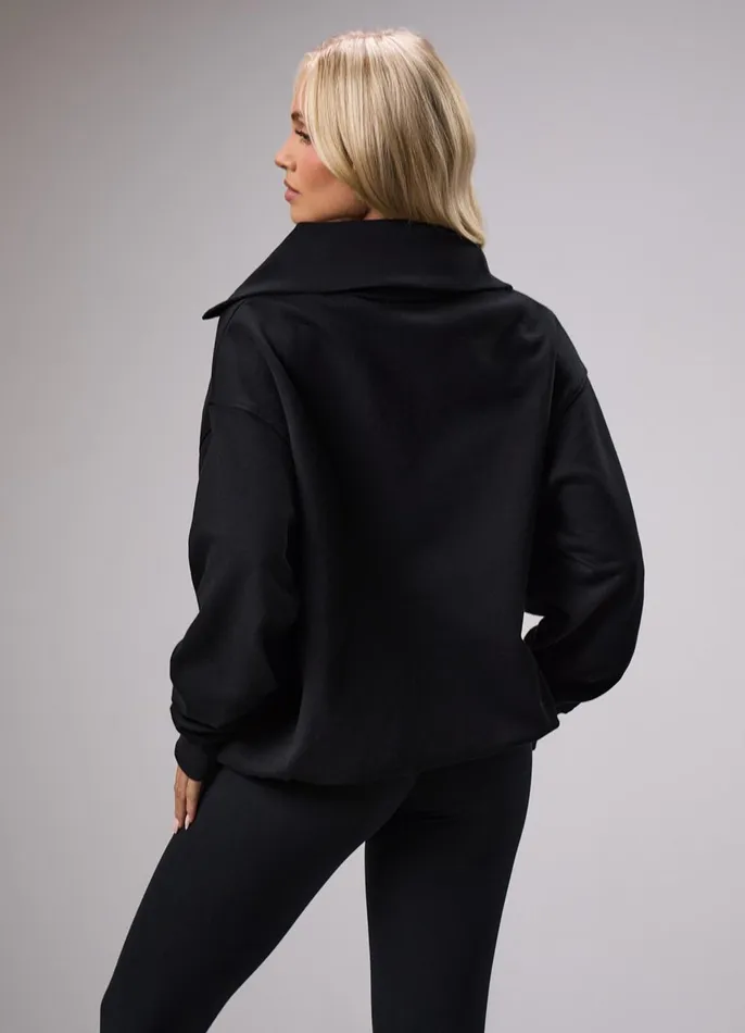 Gym King Sweatshirts and Hoodies Women GKW Sports Luxe Rib Collar Funnel 8211 Black