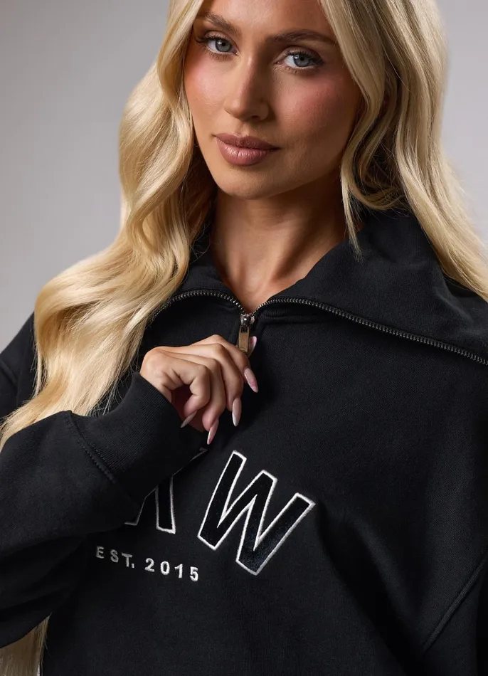 Gym King Sweatshirts and Hoodies Women GKW Sports Luxe Rib Collar Funnel 8211 Black