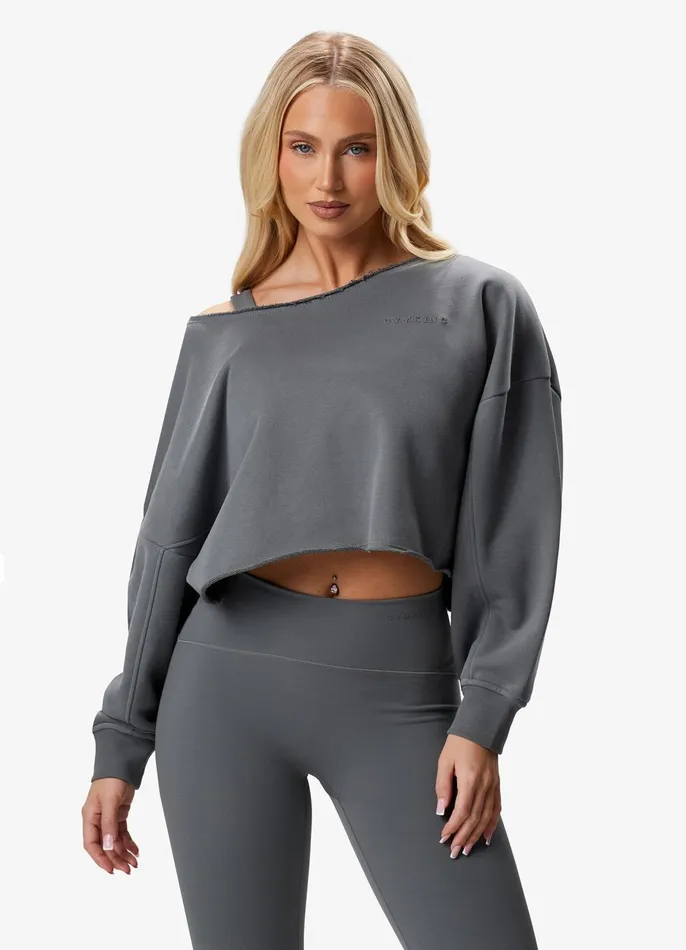 Gym King Sweatshirts and Hoodies Women Move Your Way Crop Sweatshirt 8211 Dark Sage