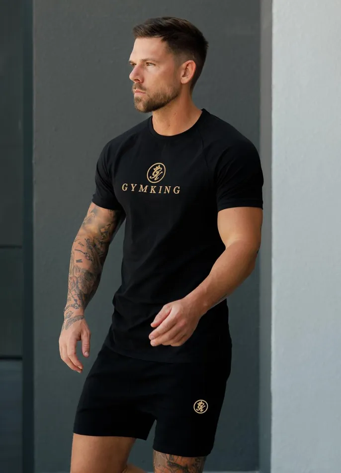 Gym King TShirts Men Pro Logo Jersey Tee 8211 BlackGold