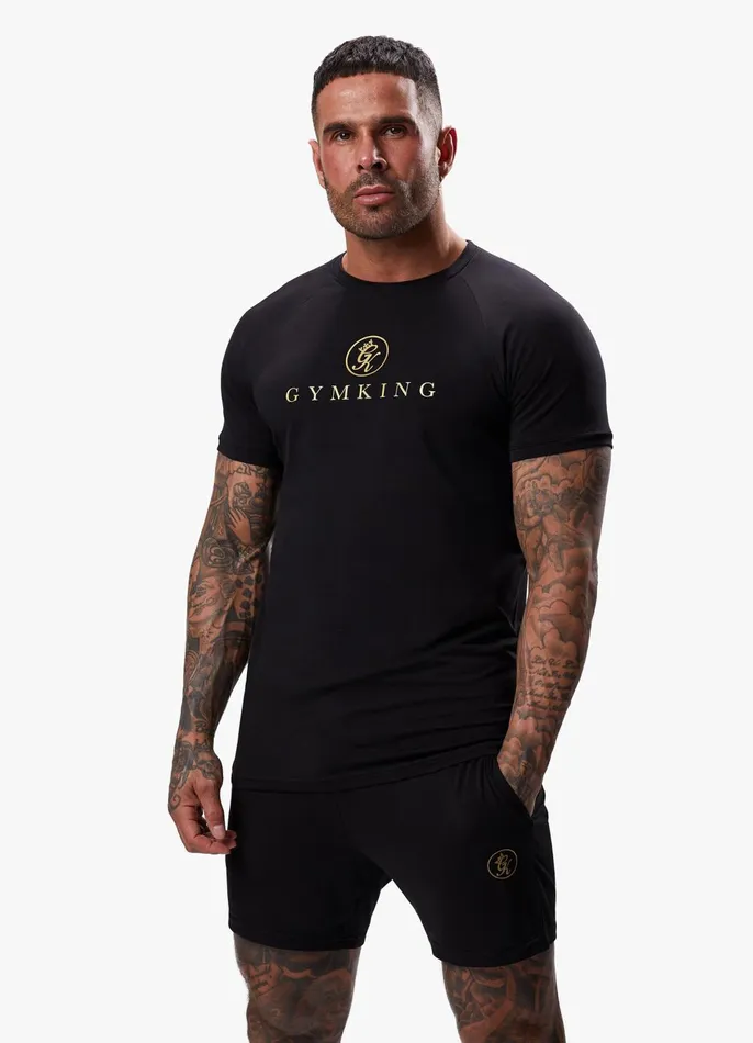 Gym King TShirts Men Pro Logo Jersey Tee 8211 BlackGold