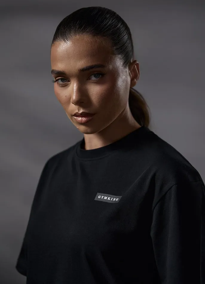 Gym King Tops and TShirts Women Stoic Boyfriend Tee 8211 Black
