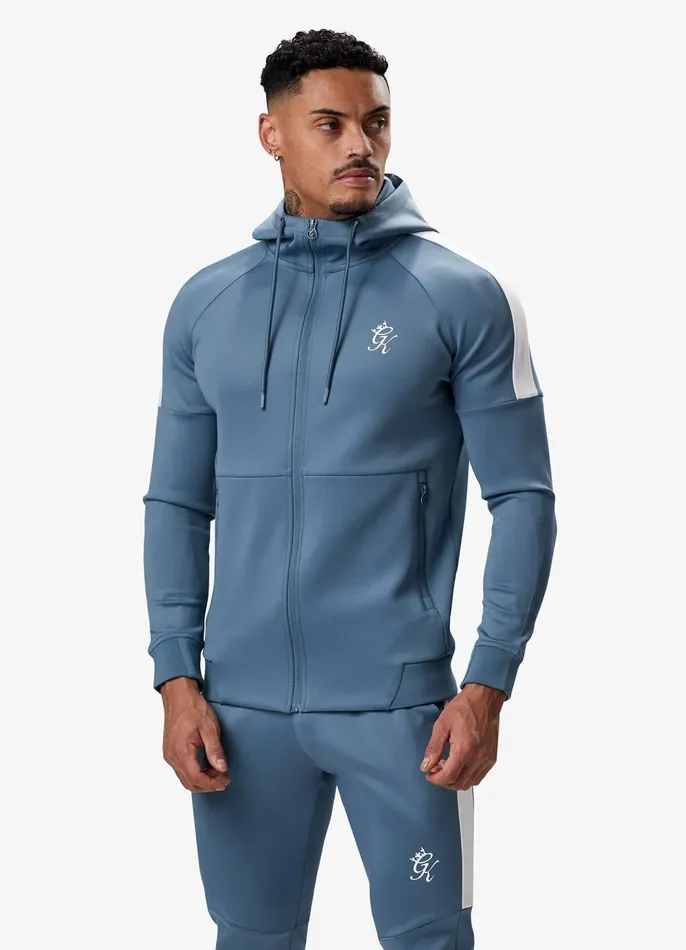 Gym King Tracksuit Tops Men Core Plus Poly FZ Hood 8211 Smoke Blue