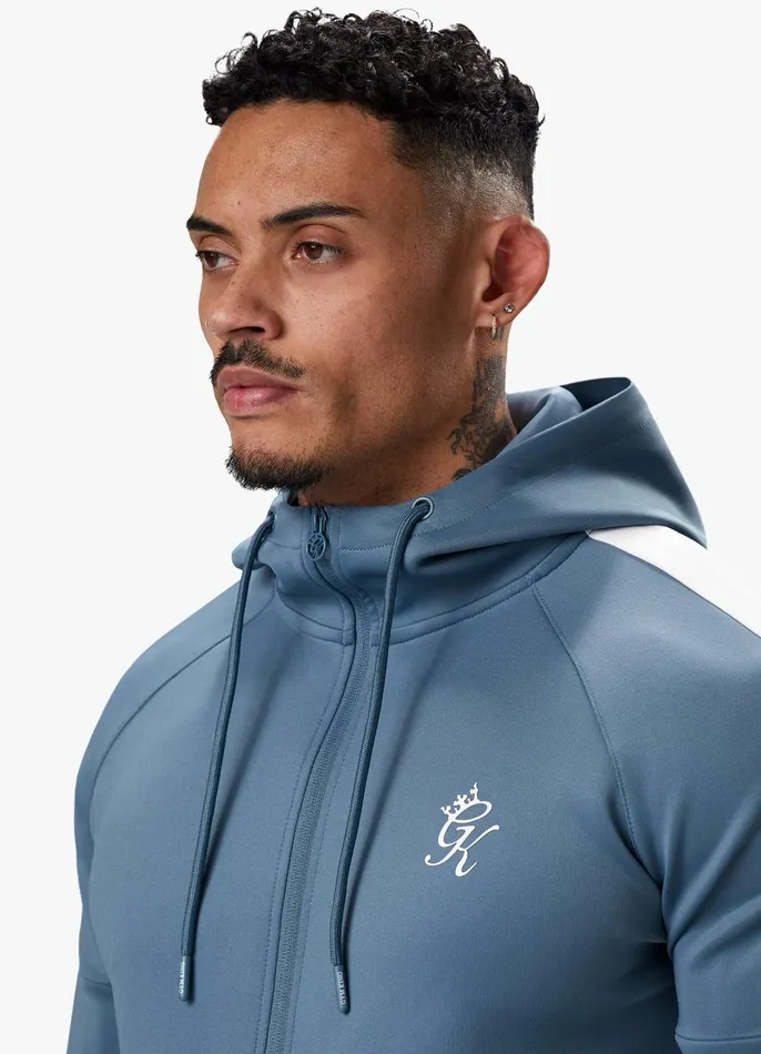 Gym King Tracksuit Tops Men Core Plus Poly FZ Hood 8211 Smoke Blue